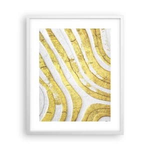 Plakat i hvid ramme - Sammensætning i hvidt og guld - 40x50 cm