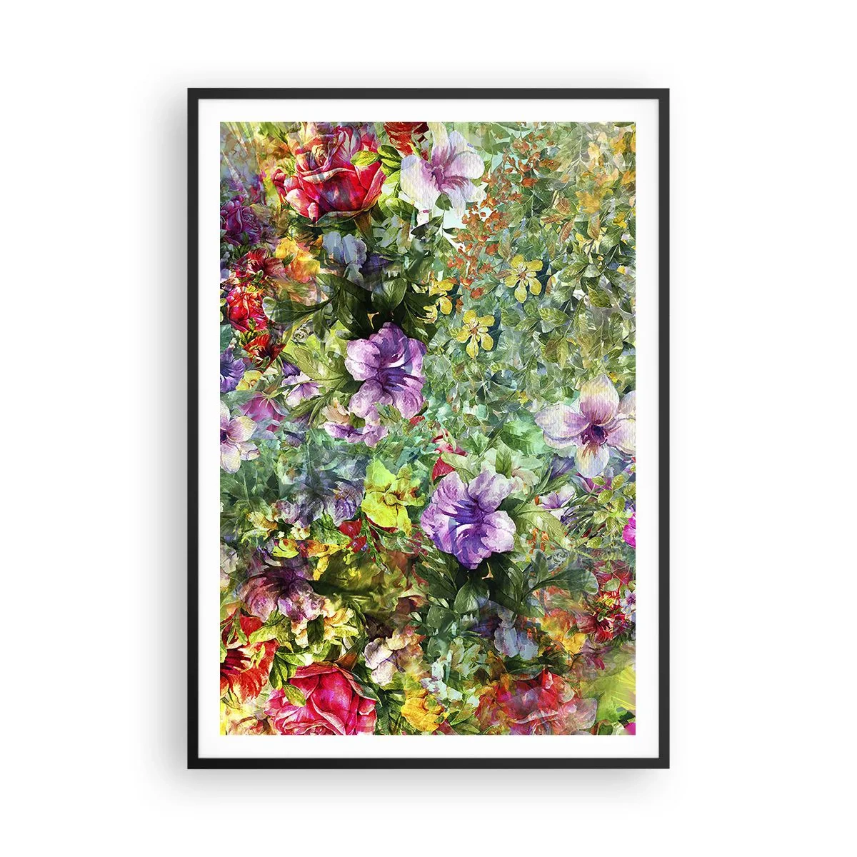 Plakat i sort ramme - Ind i blomsterne ved fortabelse - 70x100 cm