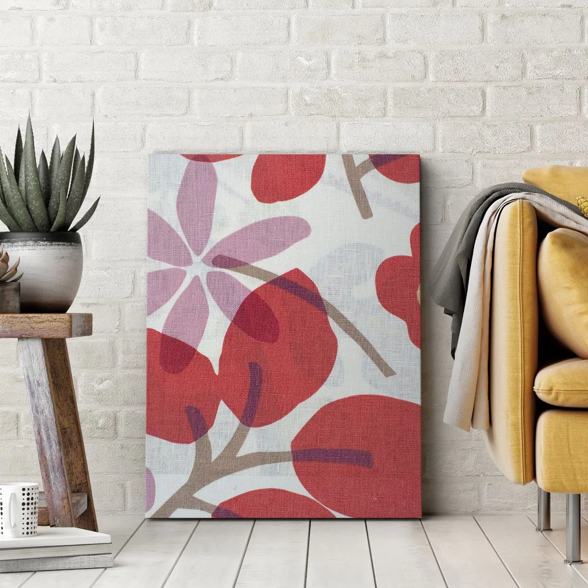 Lærredstryk - Billede på lærred - Blomsterkomposition i pink - 50x70 cm