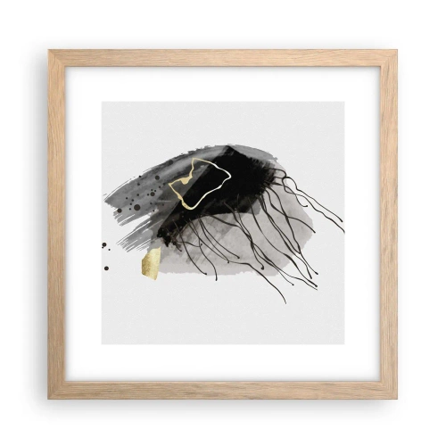 Plakat i ramme af lyst egetræ - I sort og guld - 30x30 cm