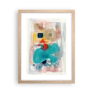 Plakat i ramme af lyst egetræ - Et farverigt spil - 30x40 cm