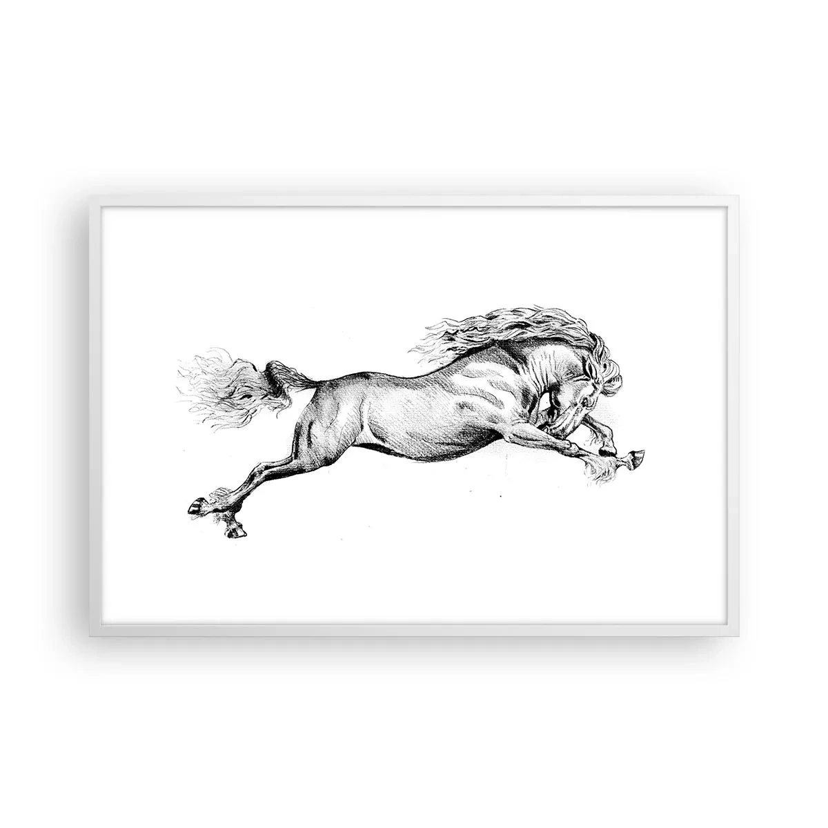 Plakat i hvid ramme - Stoppet i galop - 91x61 cm