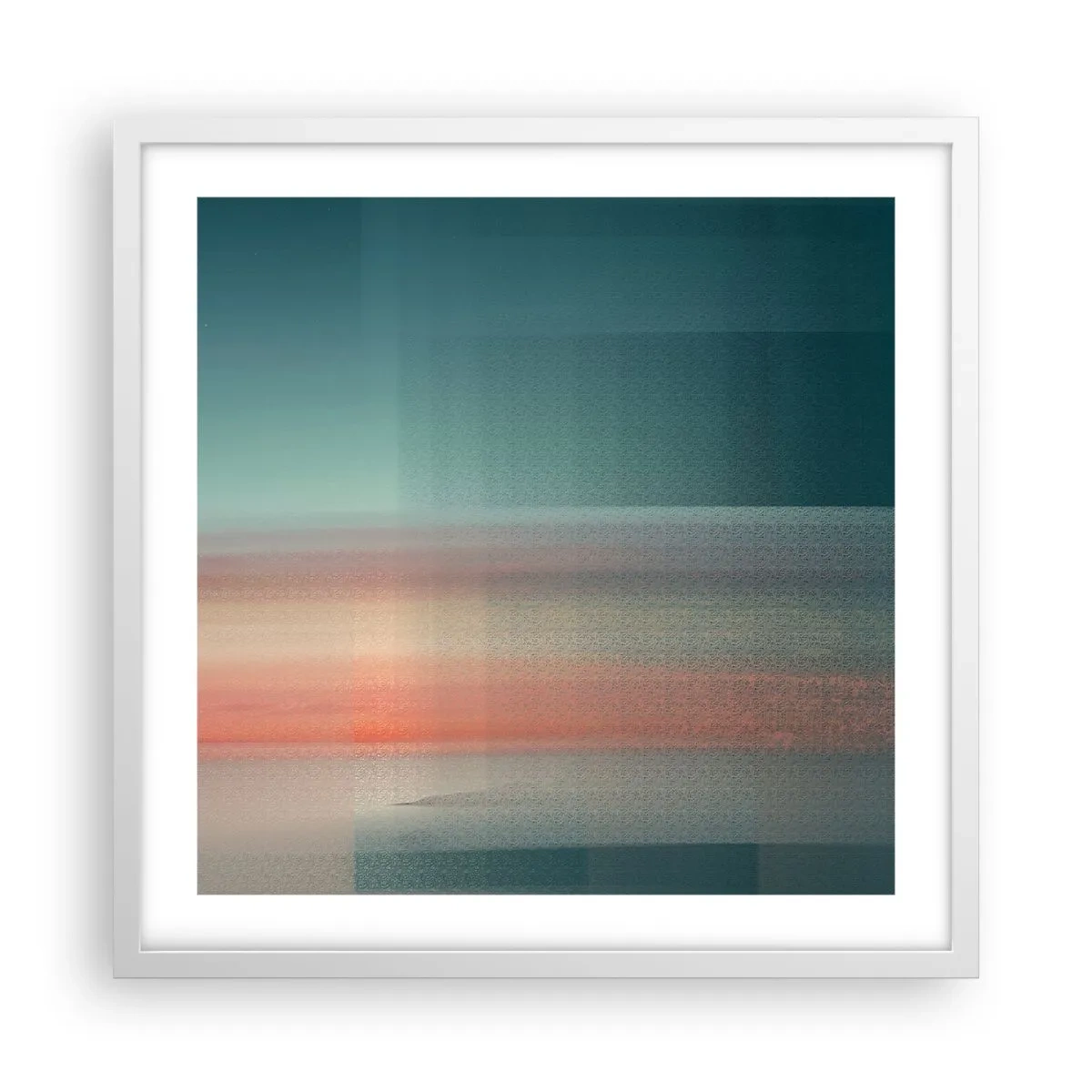 Plakat i hvid ramme - Abstraktion: bølger af lys - 50x50 cm