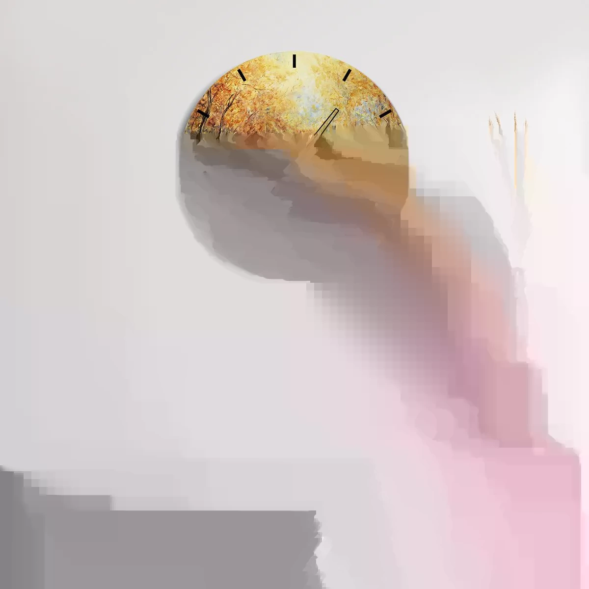 Vægur, Uret - Gylden strøm - 40x40 cm