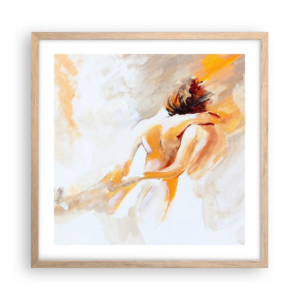 Plakat i ramme af lyst egetræ - I himlen af nærhed - 50x50 cm