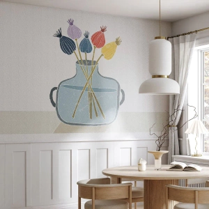 Fototapet på mål Selvklæbende Deluxe Sticker - Som et valmuefrø - Blomster, Vase, Minimalisme