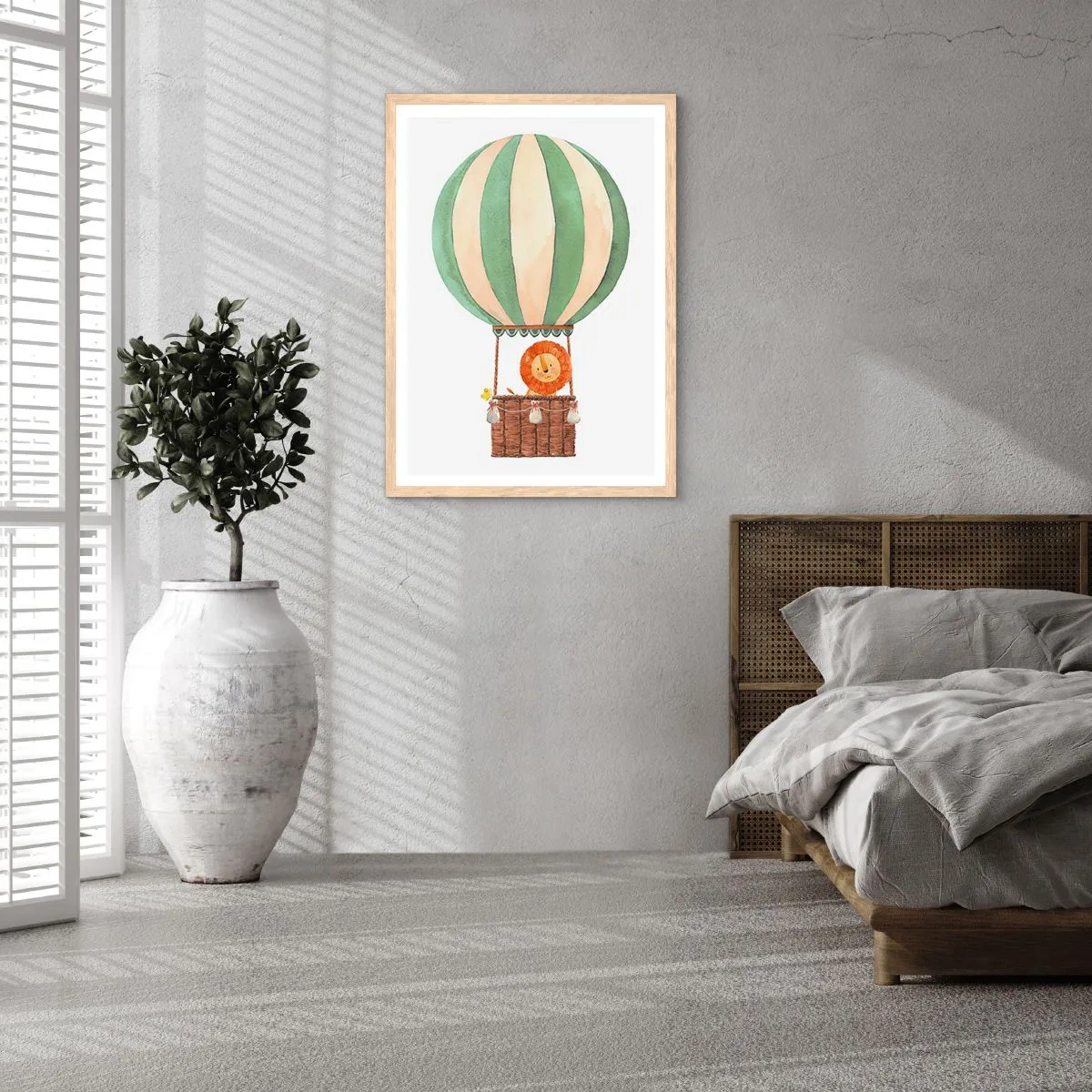 Plakat i ramme af lyst egetræ - Leons rejser - 40x50 cm