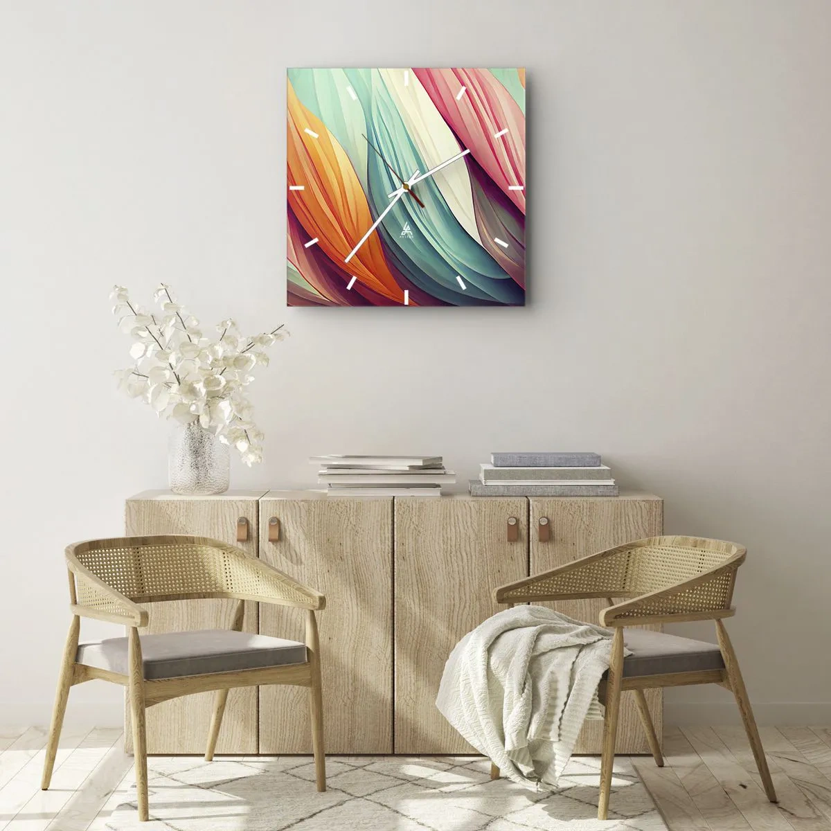 Vægur, Uret - Regnbuevævning - 30x30 cm