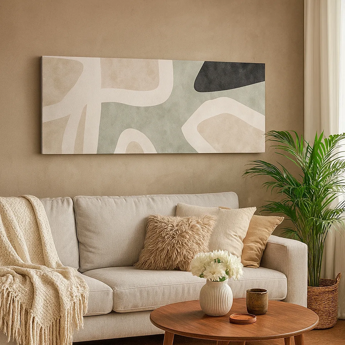 Lærredstryk - Billede på lærred - Komposition med et sort tema - 30x30 cm