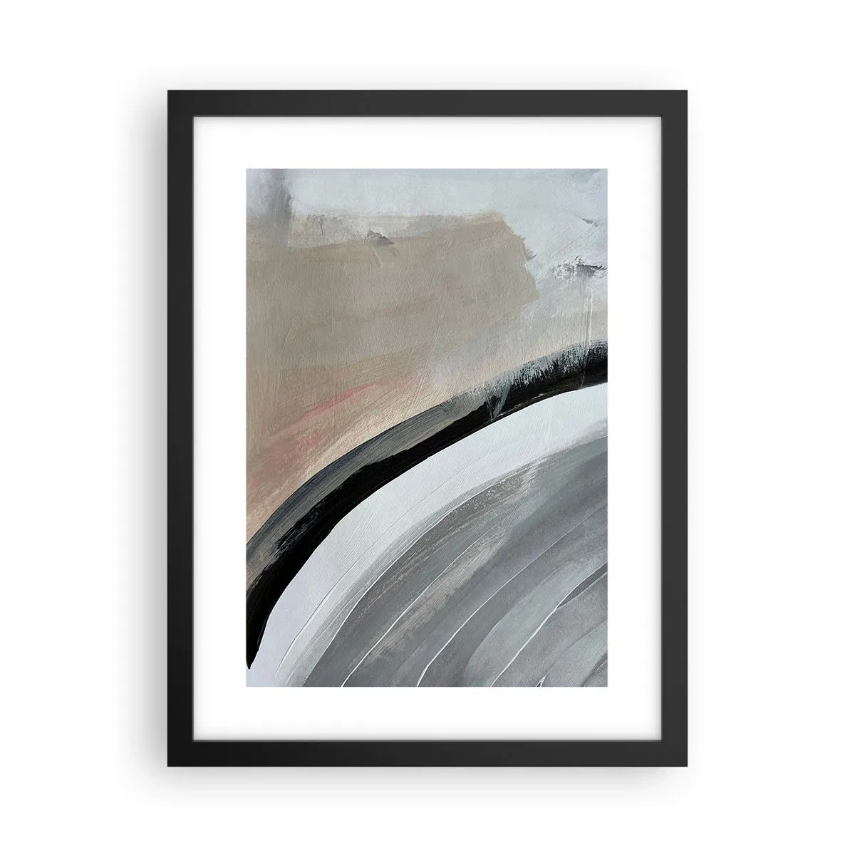 Plakat i sort ramme - Komposition: en bue af sort og gråt - 30x40 cm