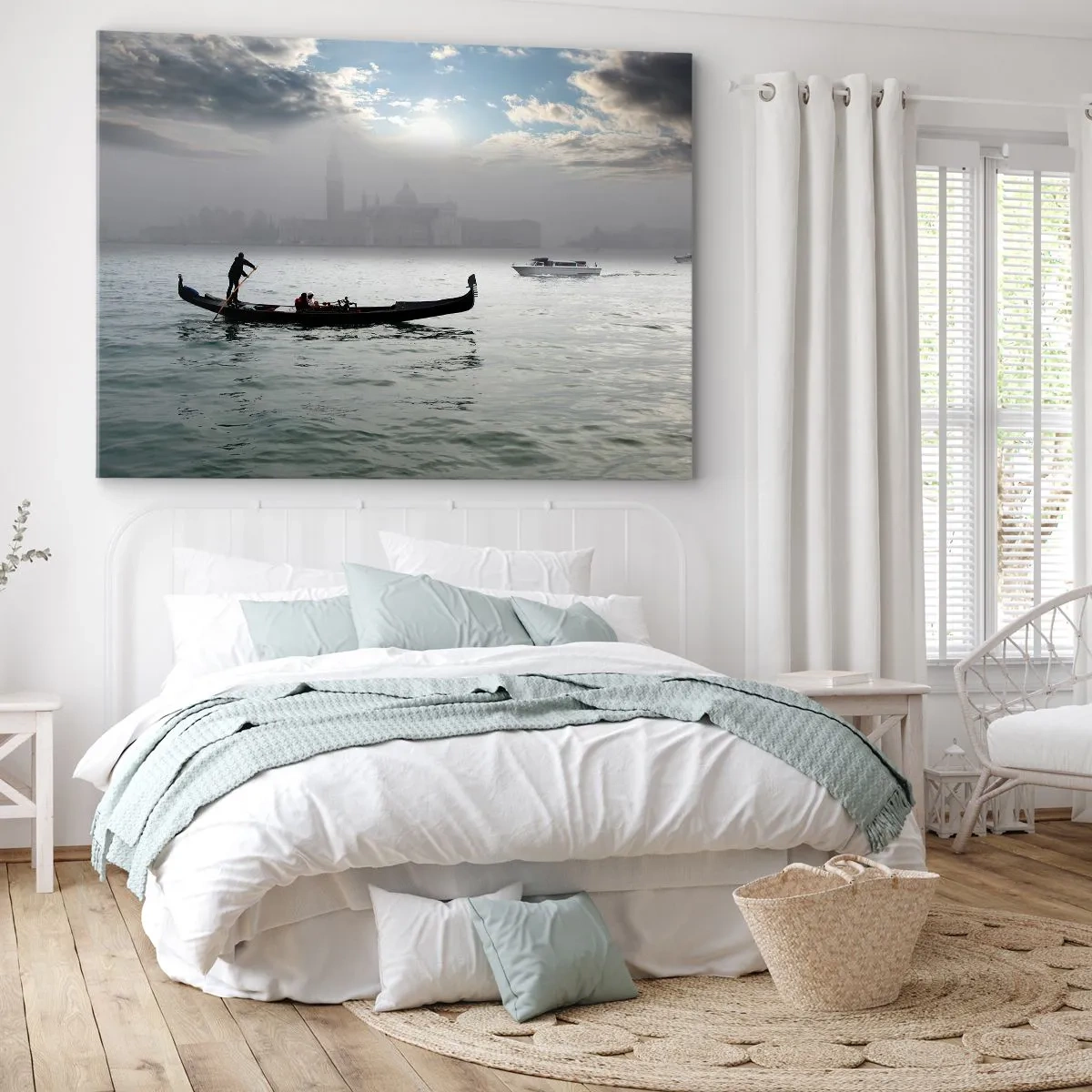 Lærredstryk - Billede på lærred - En fabelagtig by af vand og tåge - 100x70 cm