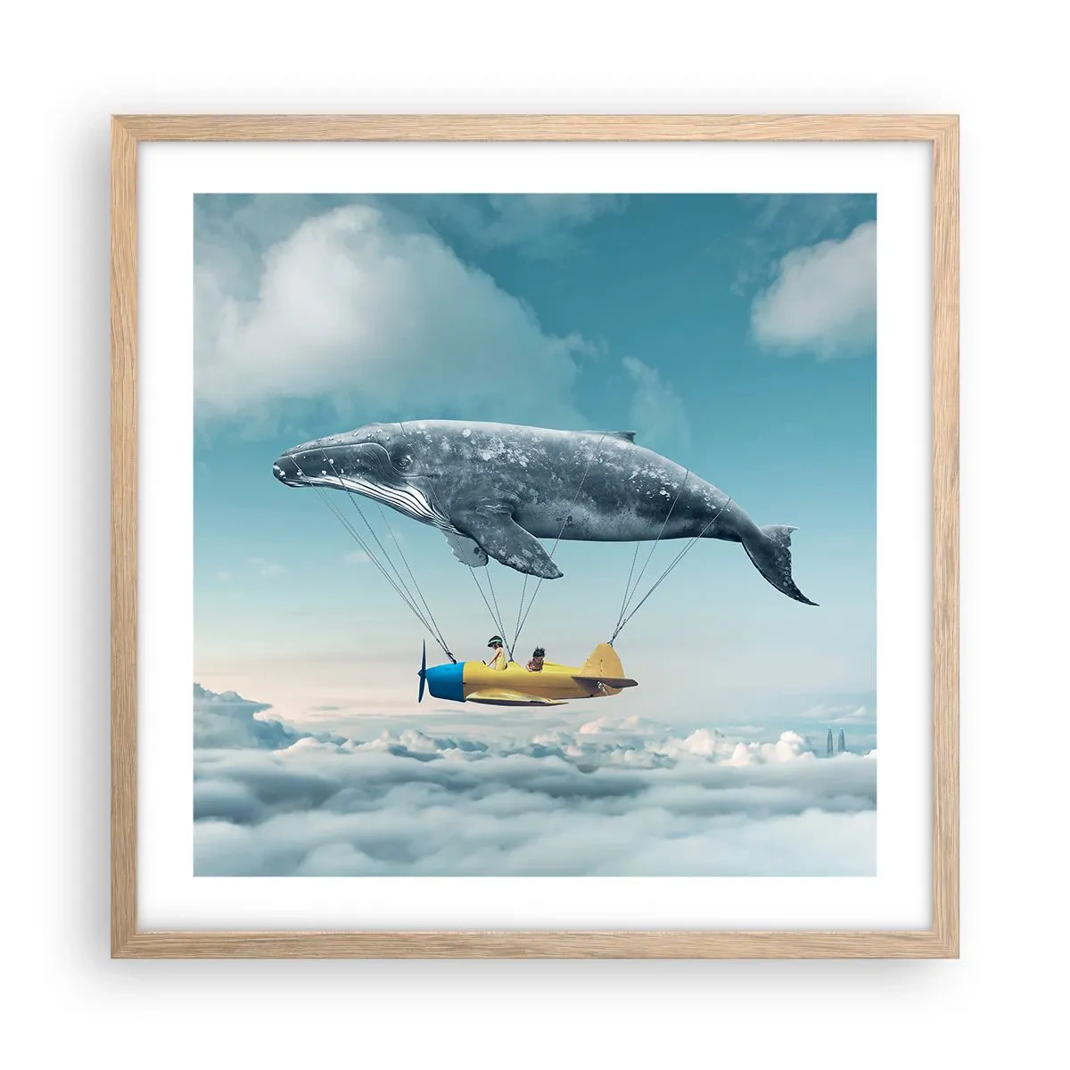 Plakat i ramme af lyst egetræ - Hvorfor ikke? - 50x50 cm