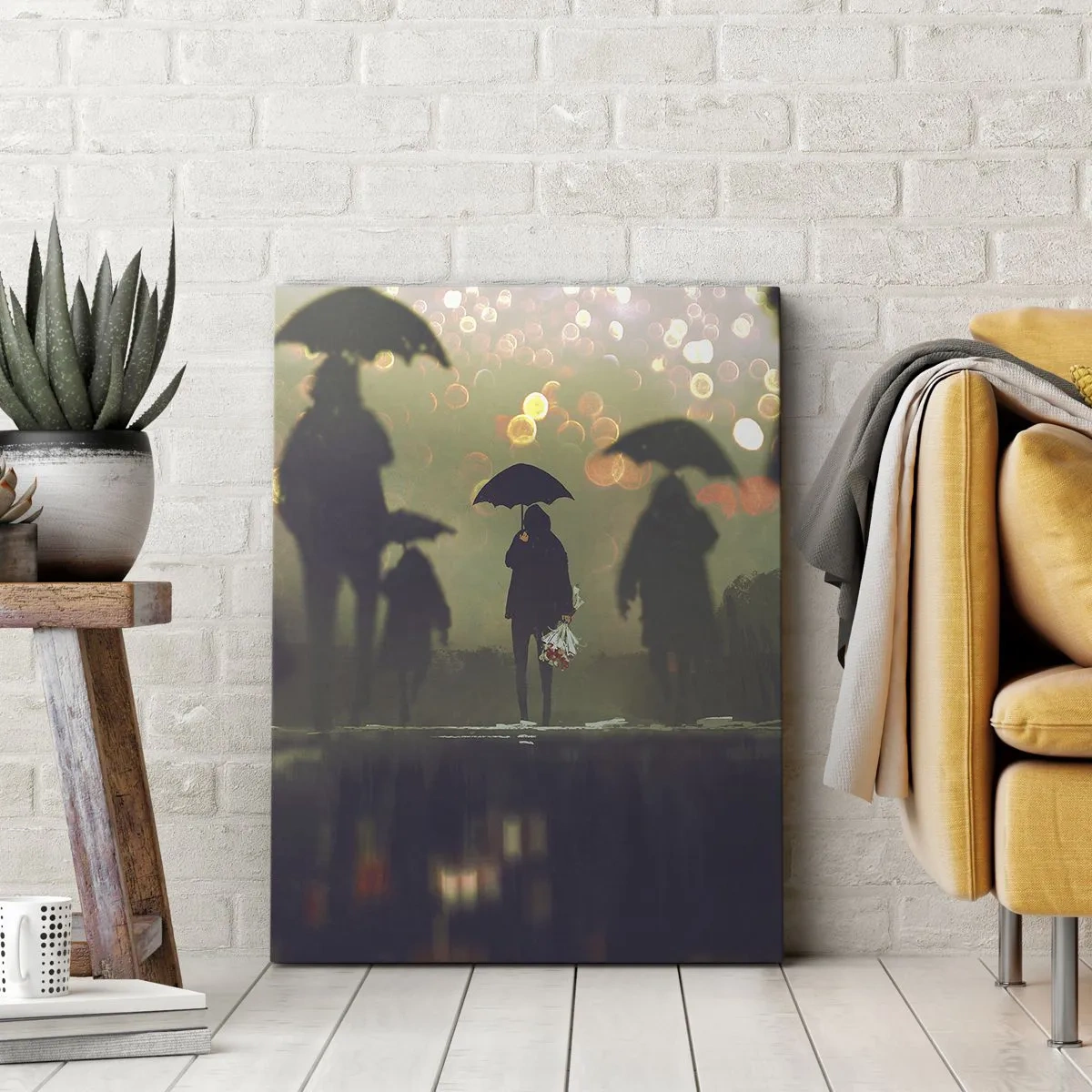 Lærredstryk - Billede på lærred - Set fra en regndråbes perspektiv - 50x70 cm