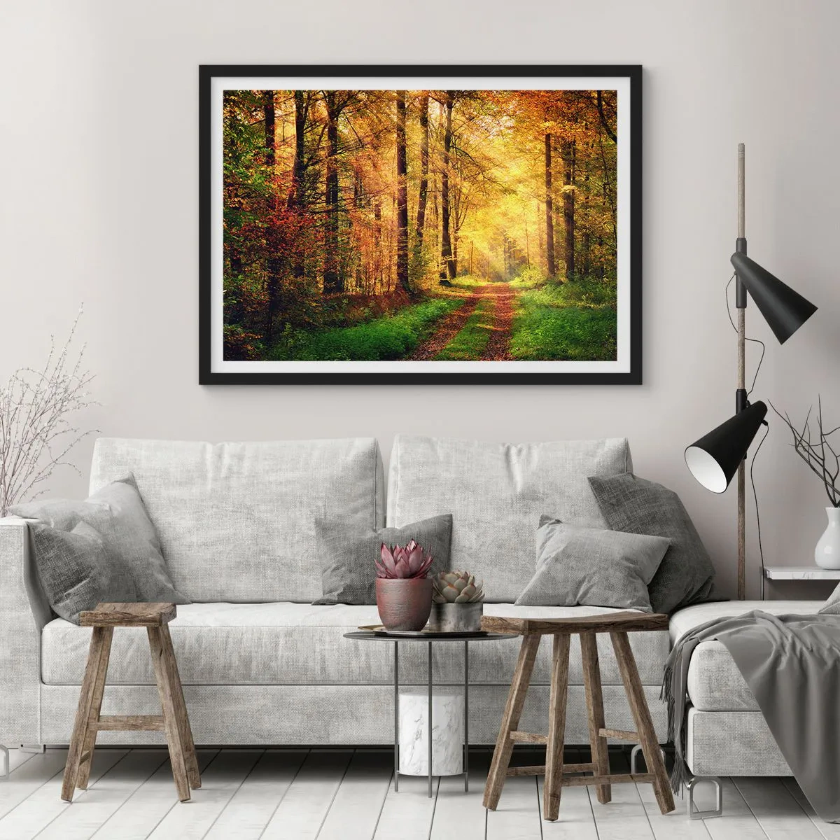 Plakat i sort ramme - Skovgylden stilhed - 50x40 cm