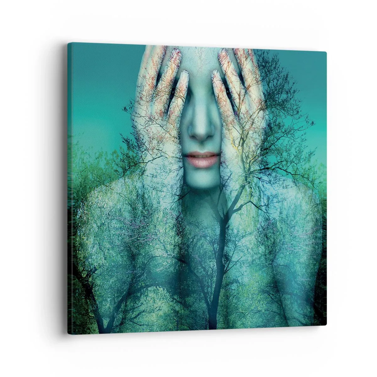 Lærredstryk - Billede på lærred - Nedsænket i blåt - 40x40 cm