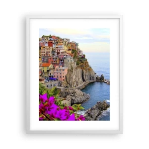 Plakat i hvid ramme - En grinende by - 40x50 cm