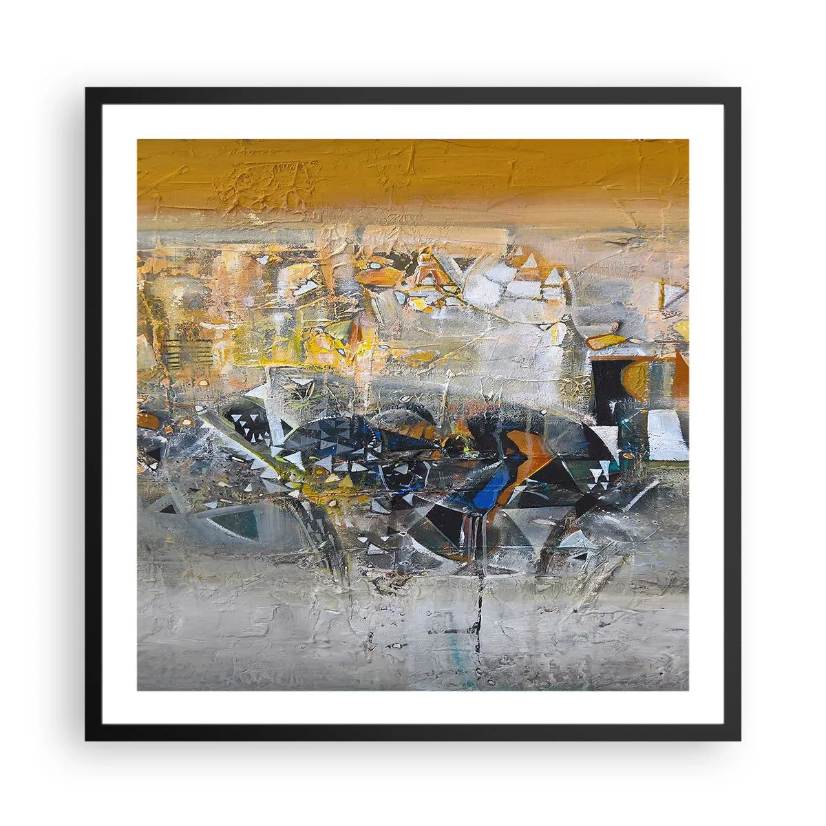 Plakat i sort ramme - Alt vil falde på plads - 60x60 cm