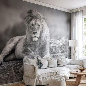 Fototapet Selvklæbende Deluxe Sticker - Kongelig siesta - Løve, Dyr, Natur - 100x70 cm