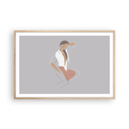 Plakat i ramme af lyst egetræ - Omrids af nåde - 91x61 cm