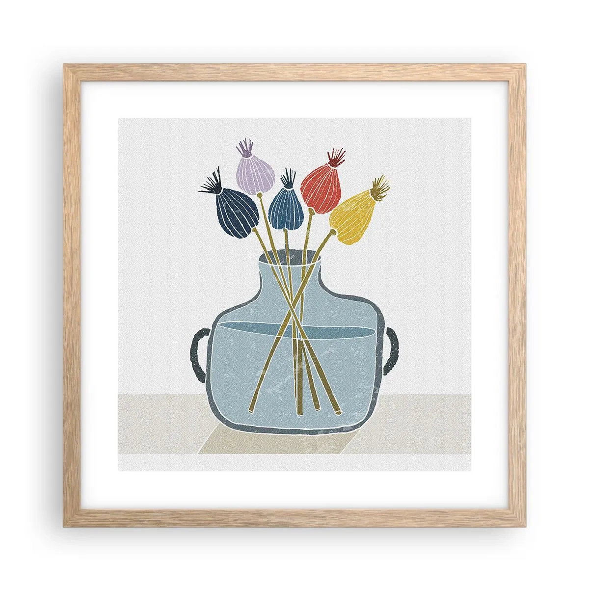 Plakat i ramme af lyst egetræ - Som et valmuefrø - 40x40 cm