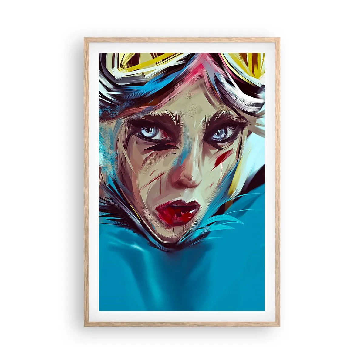 Plakat i ramme af lyst egetræ - Vejkriger - 61x91 cm
