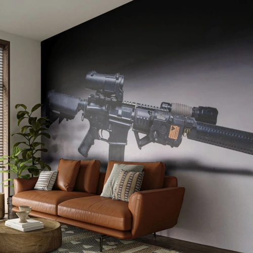 Fototapet Standard Eco - Den mørke ridder - Militær, Riffel, Våben - 400x280 cm