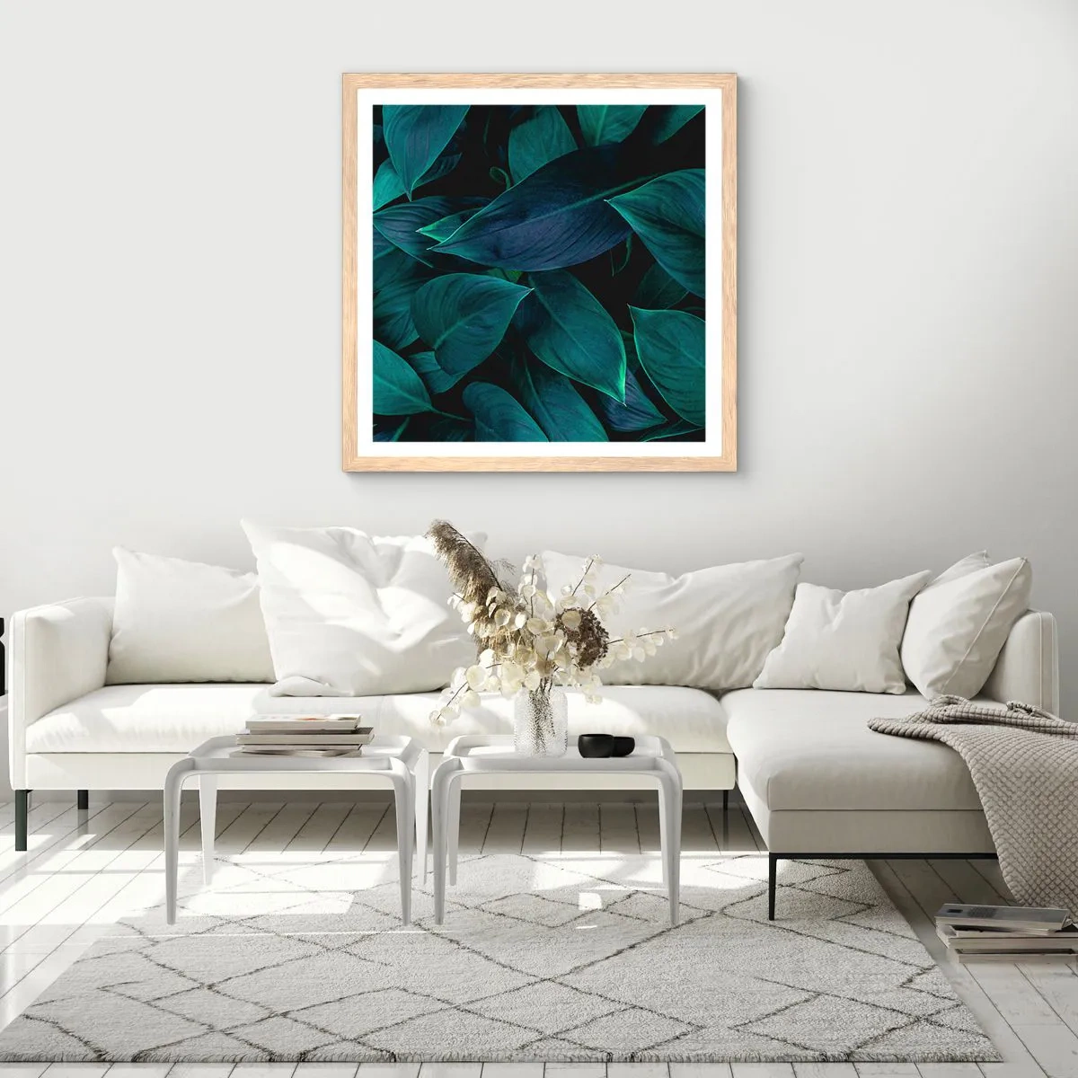 Plakat i ramme af lyst egetræ - Grønt i sig selv - 30x30 cm