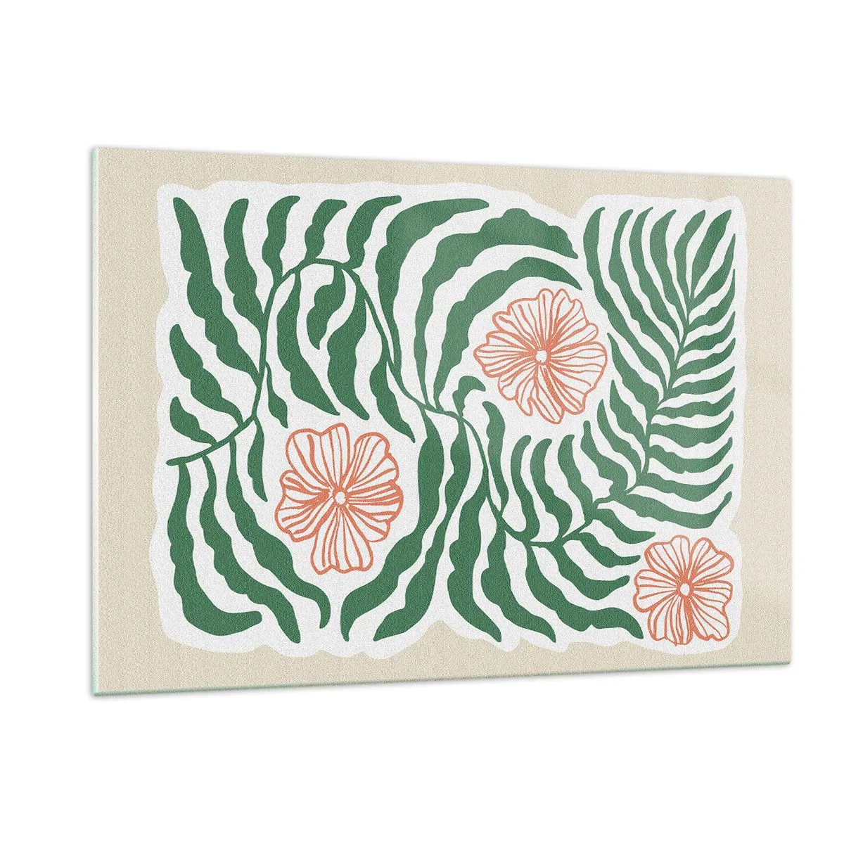 Billede på glas - Blomstrede i grønt - 120x80 cm