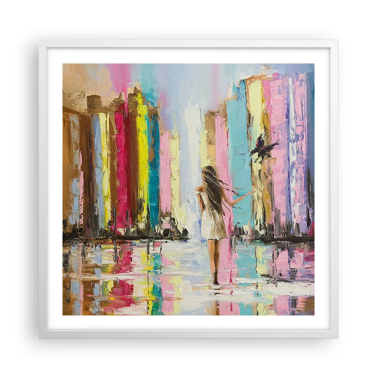 Plakat i hvid ramme - Følg mig - 60x60 cm