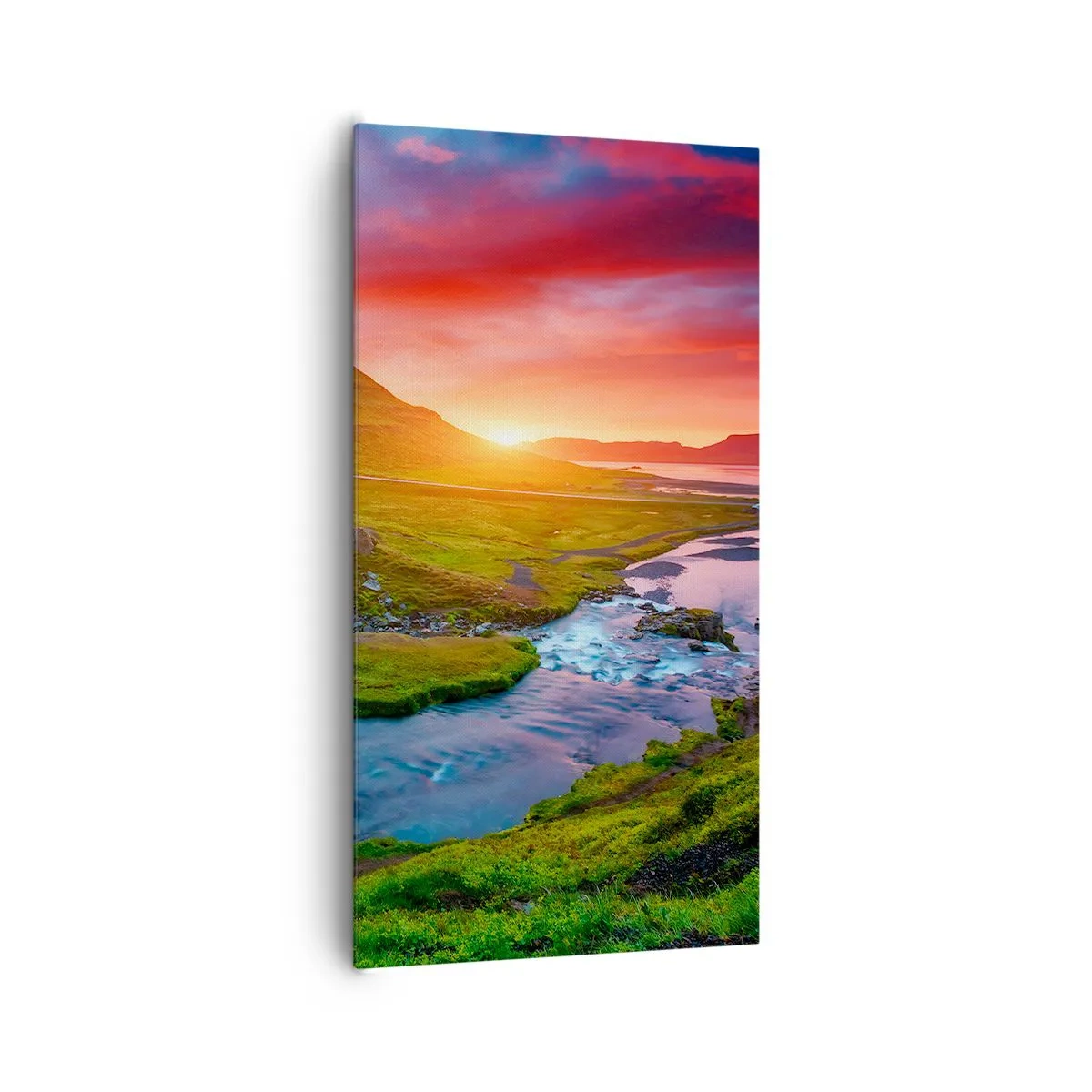 Lærredstryk - Billede på lærred - Island - ild og vand - 65x120 cm