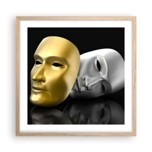 Plakat i ramme af lyst egetræ - Livet er teater - 50x50 cm