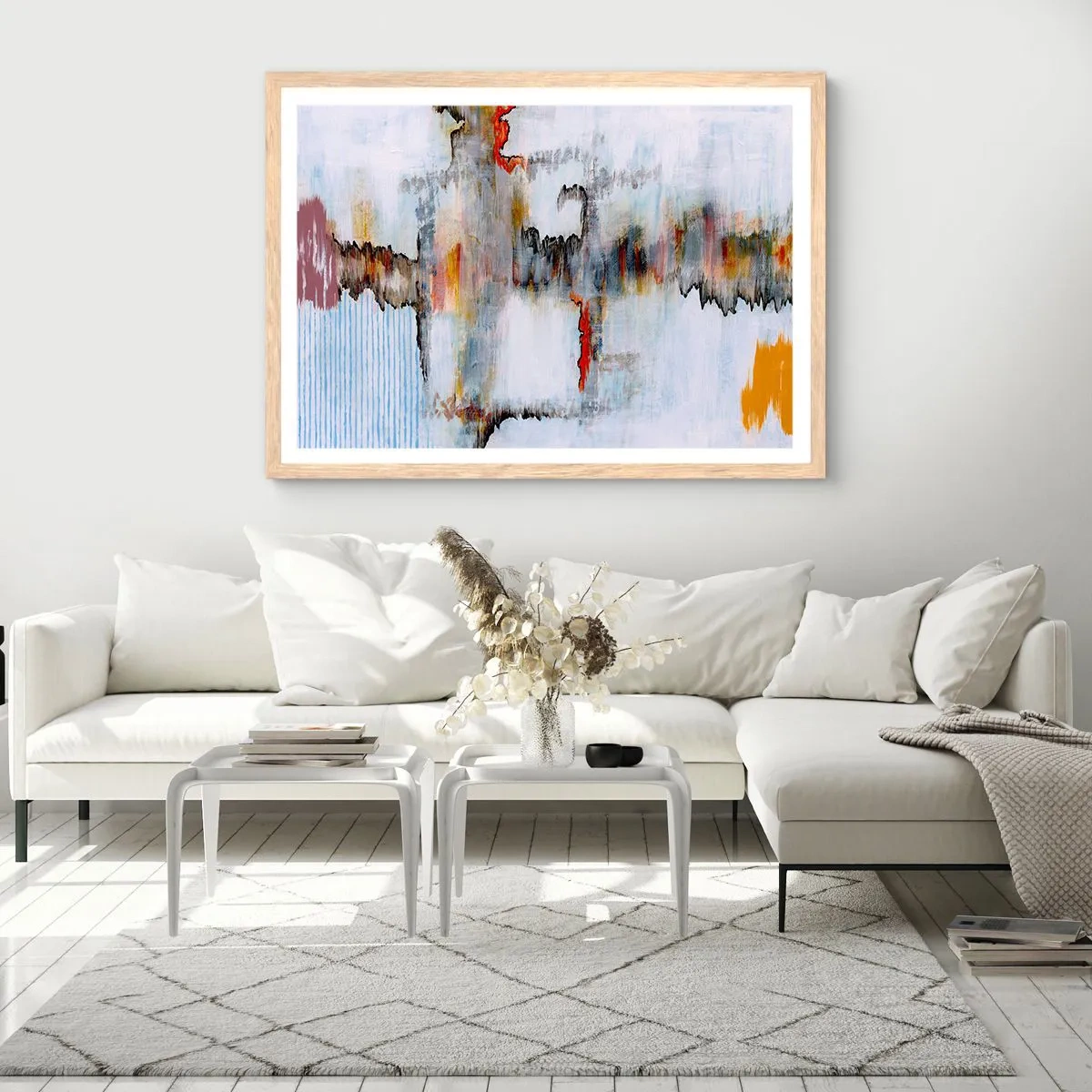 Plakat i ramme af lyst egetræ - En pind på vandet - 40x30 cm