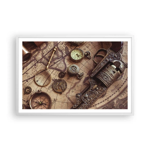 Plakat i hvid ramme - Opkald til eventyr - 91x61 cm