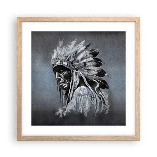 Plakat i ramme af lyst egetræ - Tilbage til rødderne - 40x40 cm