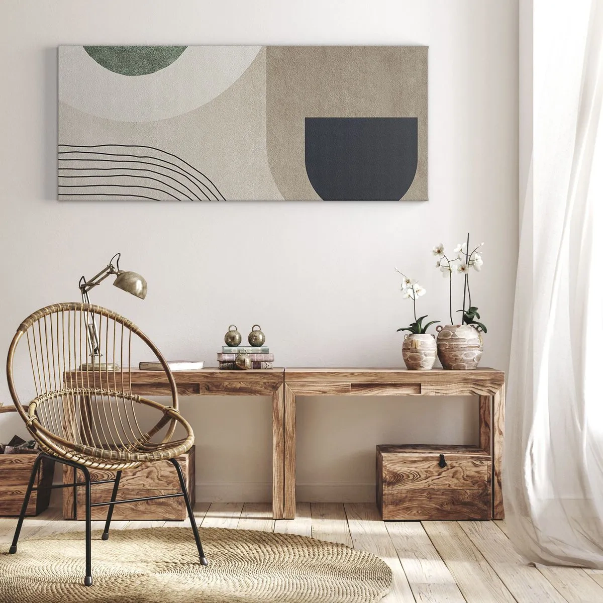 Lærredstryk - Billede på lærred - Blidheden i en oval - 100x40 cm