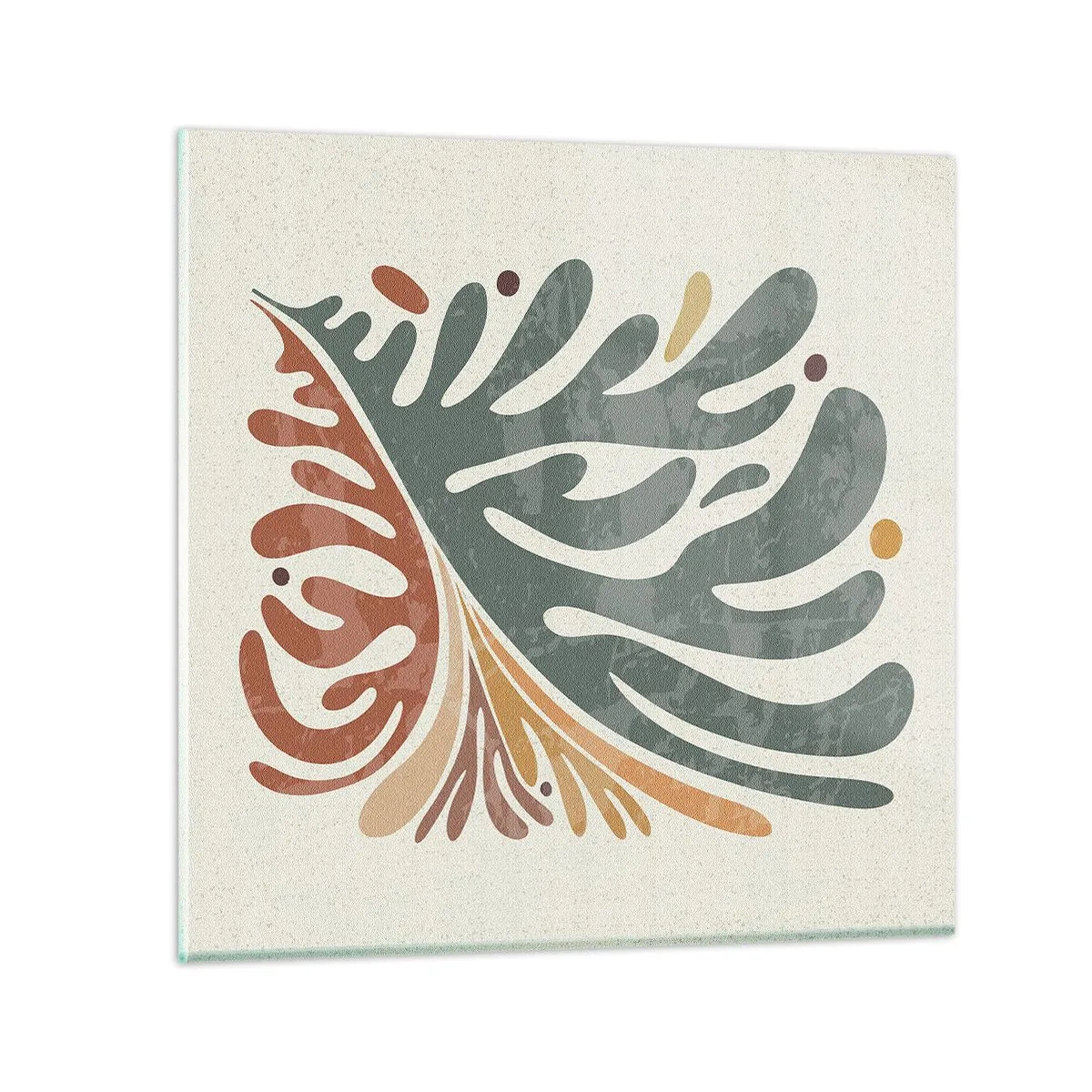 Billede på glas - Flerfarvet blad - 40x40 cm