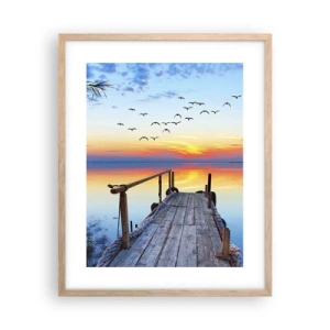 Plakat i ramme af lyst egetræ - Tid til at tage tilbage... - 40x50 cm