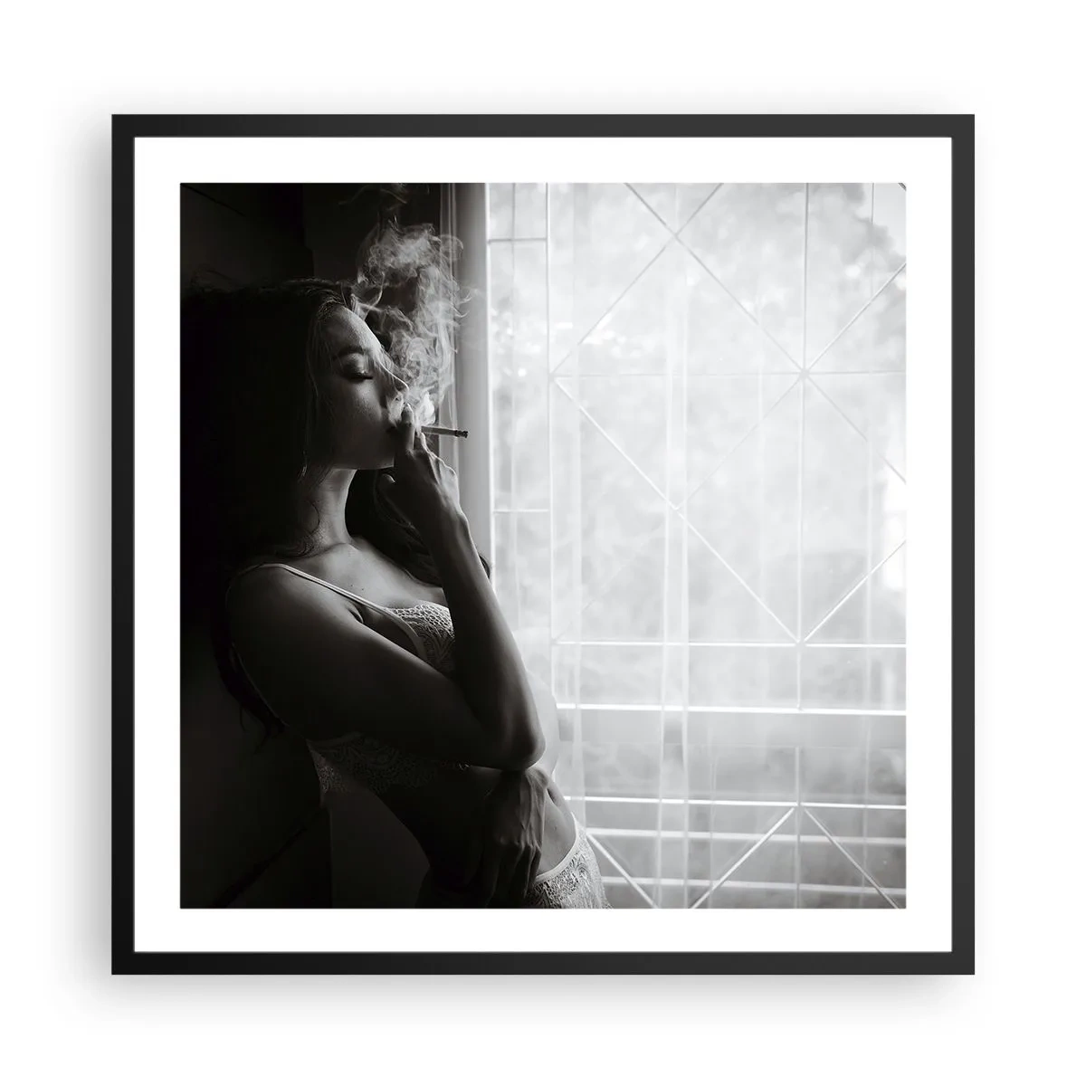 Plakat i sort ramme - Et sensuelt øjeblik - 60x60 cm