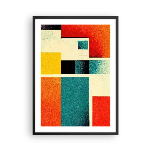 Plakat i sort ramme - Geometrisk abstraktion i modernistisk stil - 50x70cm - Geometrisk abstraktion - god energi - Moderne vægdekoration til stue og soveværelse ARTTOR
