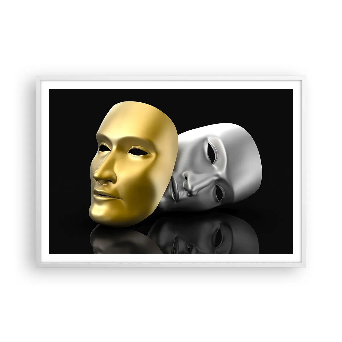 Plakat i hvid ramme - Livet er teater - 100x70 cm