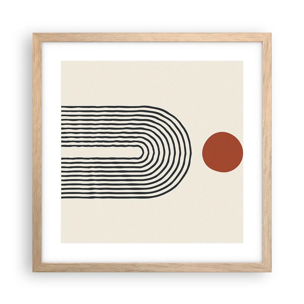 Plakat i ramme af lyst egetræ - Magnetisme af former og farver - 40x40 cm