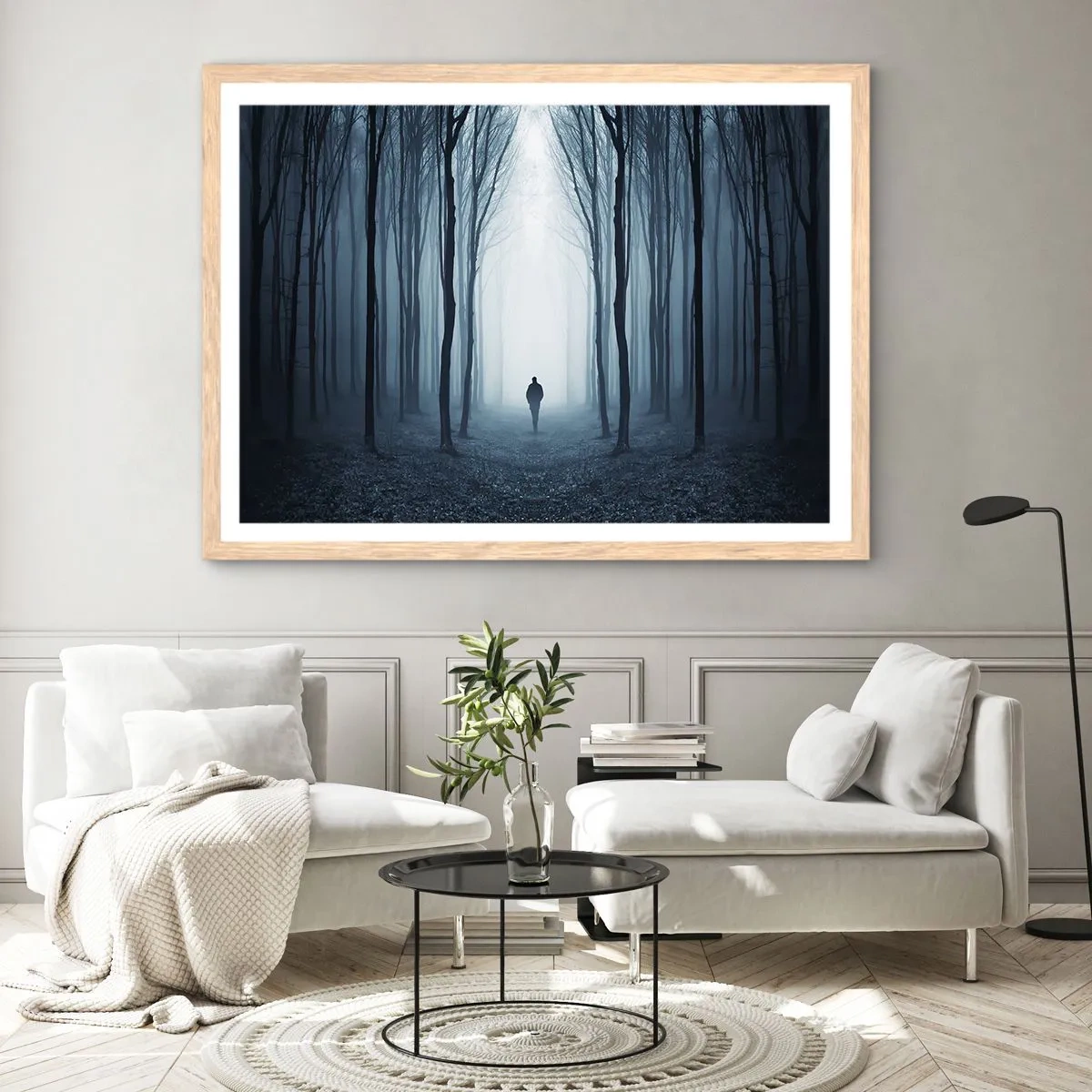 Plakat i ramme af lyst egetræ - Og alt sammen ganske enkelt - 100x70 cm