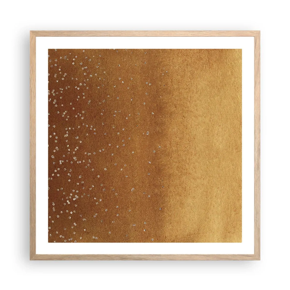 Plakat i ramme af lyst egetræ - Lysets fødsel - 60x60 cm