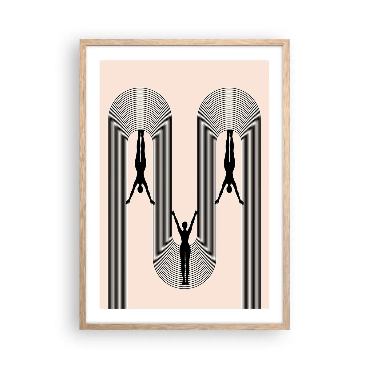Plakat i ramme af lyst egetræ - På hovedet nedad - 50x70 cm
