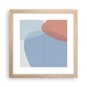 Plakat i ramme af lyst egetræ - Pastelfarvede relationer - 30x30 cm