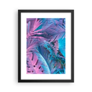 Plakat i sort ramme - Troperne i lyserød og blå - 30x40 cm