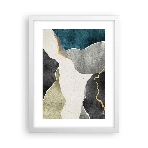 Plakat i hvid ramme - Mosaikkomposition med en streng af guld - 30x40 cm