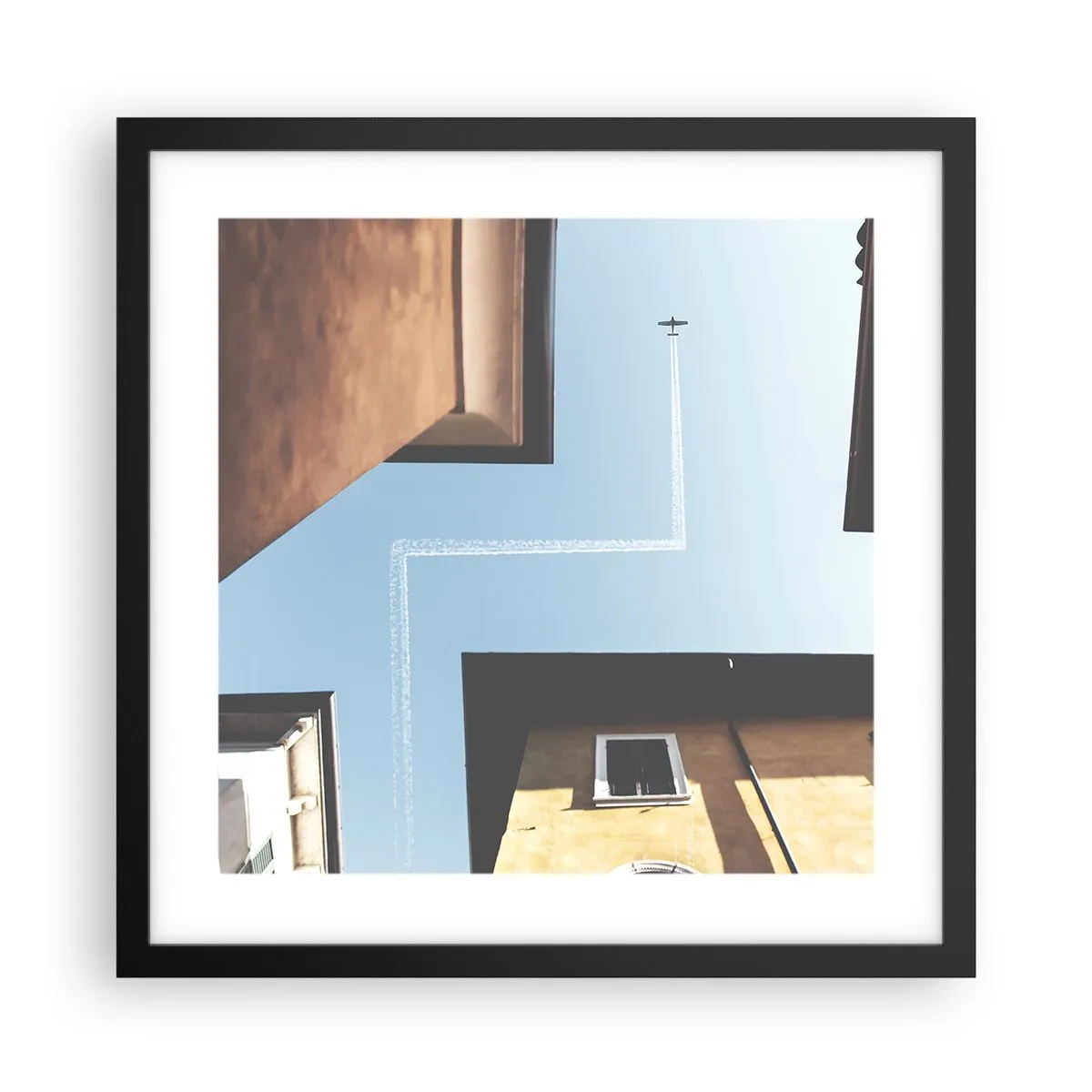 Plakat i sort ramme - Over den urbane labyrint - 40x40 cm