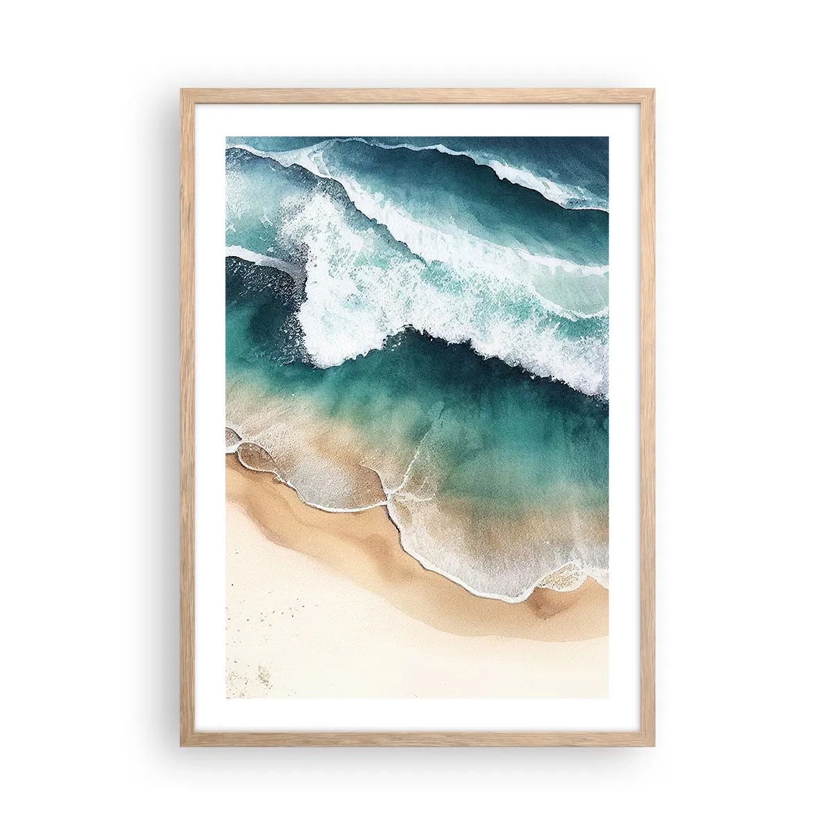 Plakat i ramme af lyst egetræ - Et evigt møde - 50x70 cm