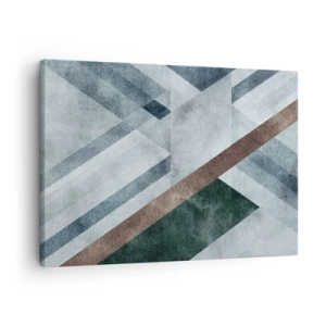 Lærredstryk - Billede på lærred - Geometriske former i kølige nuancer af blå og brun - 70x50cm - Sofistikeret elegance i geometri - Moderne vægdekoration til stue og soveværelse ARTTOR
